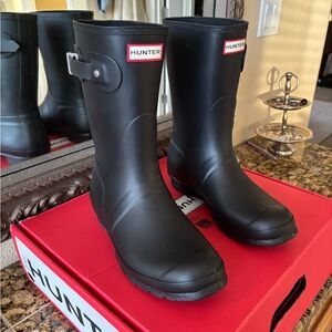Hunter Original Short Matte Black Rain Boots Womens US 9 EU 40 Like New